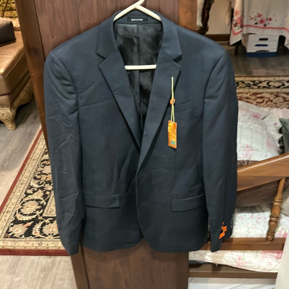 Egara Black Sport Coat Classic Notch Lapel